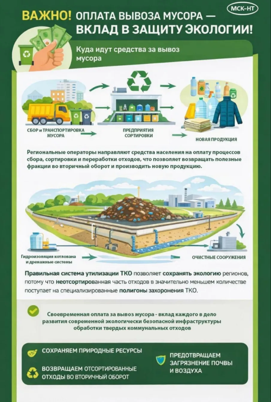 Памятка о важности оплаты за услугу по обращению с твердыми коммунальными отходами